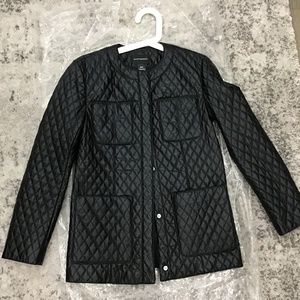 NEW Womens Black Glossy Quilted Club Monaco Jacket